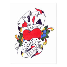AFORTUNADO EN TATUAJE DEL AMOR POSTALES