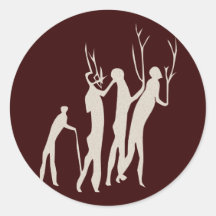 Afrika Felsmalerei Menschen africa cave art people Runder Sticker