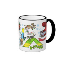 Agilidad del perro del dibujo animado taza