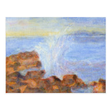 Agua contra las rocas, postal