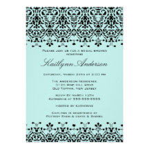 Aguamarina azul y invitación nupcial de la ducha d