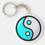 Aguamarina brillante Yin Yang en equilibrio Llavero