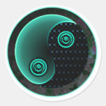 Aguamarina cósmica en equilibrio Yin Yang Pegatina