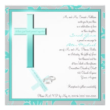 Aguamarina cristiana e invitación cuadrada gris de