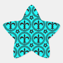 Aguamarina de la turquesa y modelo negro de la flo pegatinas forma de estrellaes personalizadas