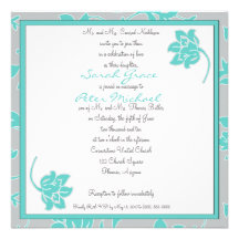 Aguamarina e invitación cuadrada floral gris