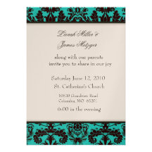 Aguamarina elegante azul e invitación negra del da