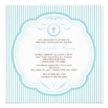 Aguamarina invitación cruzada azul de la comunión 