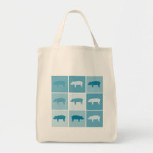 Aguamarina Piggies Bolsa Lienzo