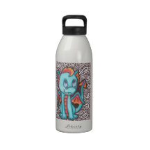 Aguamarina y dragón anaranjado botella de agua reutilizable