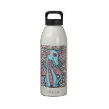 Aguamarina y dragón rosado botella de agua