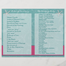 Aguamarina y programas fucsias de la ceremonia de  flyer personalizado