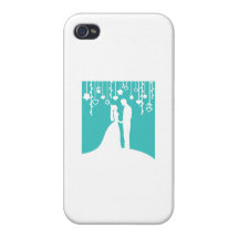 Aguamarina y siluetas blancas del boda de novia y  iPhone 4 coberturas
