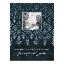 Ahorre el blanco azul de la postal del damasco de 