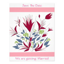 Ahorre el boda floral de la fecha inmóvil invitación personalizada
