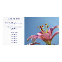 AHORRE el cielo azul de la flor del lirio del rosa Tarjetas Con Fotos Personalizadas