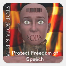¡Ahorre el Internet! ¡Pare Sopa y el PIPA! Calcomanía Cuadradas Personalizadas