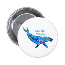 Ahorre la ballena jorobada pins