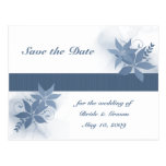 Ahorre la fecha - postal floral azul