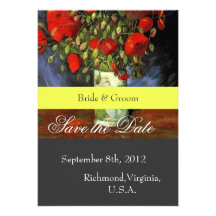 Ahorre la fecha, Vincent van Gogh, amapolas rojas Invitacion Personal