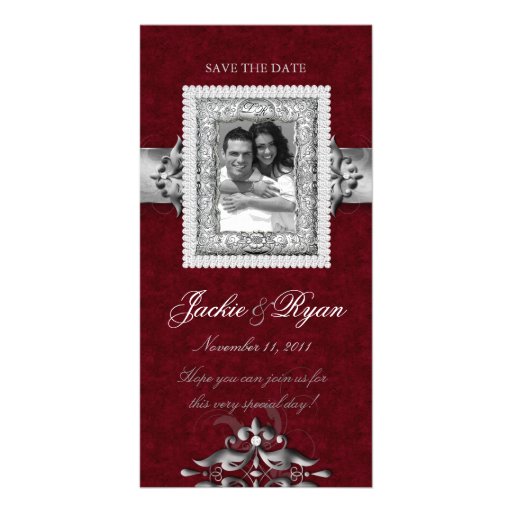 Ahorre las joyas del rojo de la tarjeta de la foto tarjetas personales