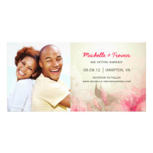 Ahorre las tarjetas florales rosadas y verdes de l tarjetas fotográficas personalizadas