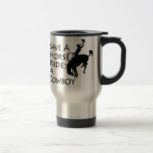 Ahorre un paseo del caballo un vaquero taza de café