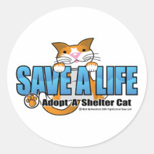 Ahorre una vida: Adopte un gato del refugio Pegatina Redonda
