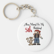 Ahoy 5to cumpleaños del pirata afable llavero personalizado