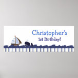 Ahoy bandera personalizada ballena del cumpleaños  impresiones