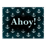 ¡Ahoy! Diseño del modelo del ancla azul marino Tarjeta Postal