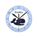 Ahoy reloj de pared de la ballena de azules marino reloj de pared