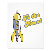 al cohete de espacio retro de la luna comunicado