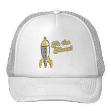 al cohete de espacio retro de la luna gorro