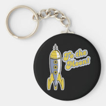 al cohete de espacio retro de la luna llavero personalizado