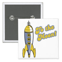 al cohete de espacio retro de la luna pins