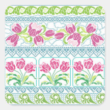 Alabanza de los tulipanes calcomania cuadrada personalizada