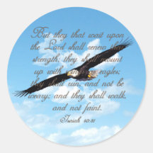 Alas como Eagles, biblia del cristiano del 40:31 d Pegatina Redonda