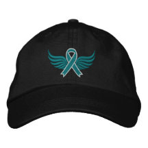 Alas de la cinta del cáncer de cuello del útero gorra de béisbol
