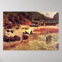 Albert Bierstadt - barco de pesca en Capri Posters