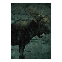 Alces de Bull en la lluvia de la caída Comunicado Personalizado