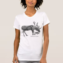 Alces florales adornados negros y blancos camisetas