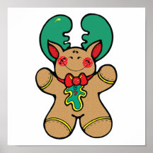 alces lindos de Navidad del bebé Posters