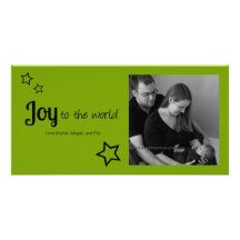 Alegría al mundo - navidad simplemente moderno del tarjetas fotográficas 