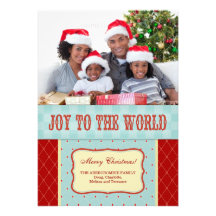 Alegría al navidad de la foto de familia del mundo invitación personalizada