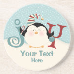 Alegría del pingüino del navidad posavaso para bebida