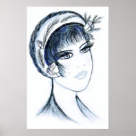 Aleta de lujo en azules y verde posters