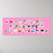 Alfabetos animales en rosa poster