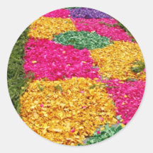 Alfombra de la flor etiquetas redondas