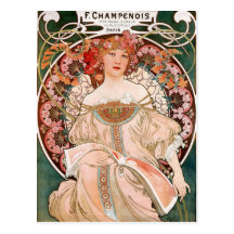 Alfonso Mucha F. Champenois Tarjeta Postal